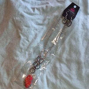 Paparazzi Silver Necklace with Red Pendant